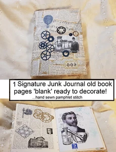 Junk Journal Notebook Handmade Pages Sewn Ready To Decorate Steampunk 1 - Picture 1 of 23