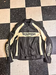 Authentic TRIUMPH Motorcycles Black & White leather Armored jacket men 44/54 - Bild 1 von 13