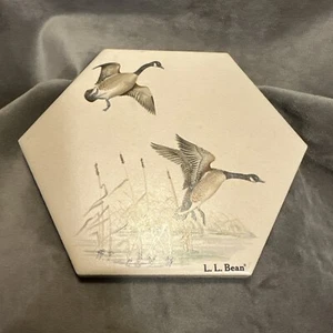 Vtg LL BEAN Canada Goose Tile Trivet Heavy Ceramic Hexagon 7x6.5” - Picture 1 of 8