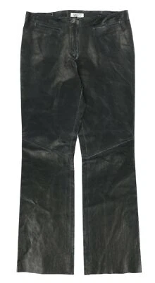 Pantalones informales Vakko New York 190972 para mujer de cuero negro con ribete azul talla 8 Foto 1 de 4