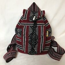 Pinzon Mini Backpack Black Burgundy Woven Cotton Stripes Machine Washable Mexico