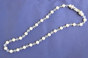 "Collana SWAROVSKI Originale Cristallo & Perla/Fibbia Cristallo Abbellita 17"" - Foto 1 di 8