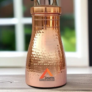 Pure Copper Hammered Water Bottle Jar Tumbler Ayurveda Health Benefits 1250 ML - Picture 1 of 7