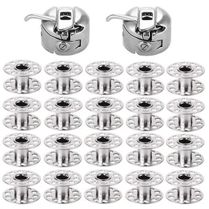 2 Pieces Bobbin Case with 20 Pieces Sewing Machine Metal Bobbins, Replacement - Picture 1 of 6