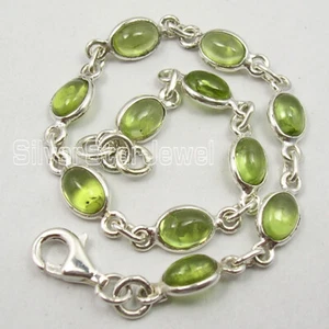 At A Discounted Price 5 x 7 mm Peridot Chain Bracelet 7.5" 925 Sterling Silver - Picture 1 of 2