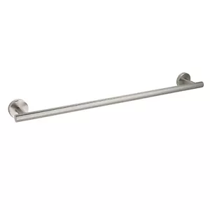 Brushed Nickel 600mm Single Towel Rack Rail Holder Round Hanger Bar Wall Mounted - Picture 1 of 5