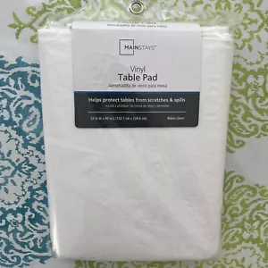 Mainstays Vinyl White Table Pad Rectangle Oblong 52x90" - Picture 1 of 4