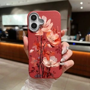 For iPhone 16 15 Pro Max 14 13 12 11 Leather TPU Soft Flower Phone Case Cover - Picture 1 of 22