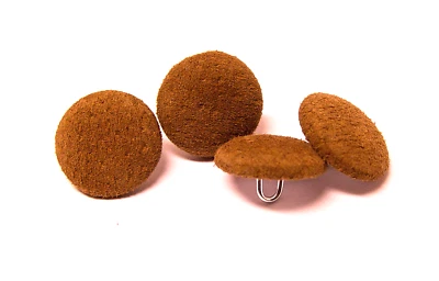 Genuine suede leather buttons 4 MADE IN USA camel color leather metal loops - Image 1 of 4