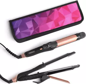 Travel Dual Voltage Curling Iron and Hair Straightener for Women - Picture 1 of 12