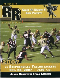 Stephenville vs W.F. 2007 Programa de fútbol americano de playoffs de escuela secundaria de Texas Rider - Imagen 1 de 1
