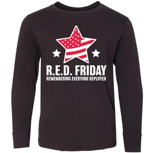 Inktastic Red Friday Remembering Everyone Deployed Youth Long Sleeve T-Shirt Tee - Picture 1 of 3