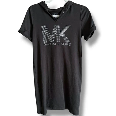 MK Michael Kors Hoodie Dress cover-up Rhinestone Logo Short Sleeve Casual XS - Image 1 of 4