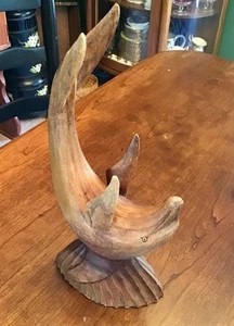 GROSSER 15 1/2" HANDGESCHNITZTER HOLZDELFIN - massives Stück exotisches Holz - Bild 1 von 9