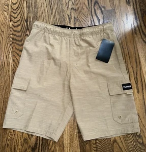 NWT! Hurley Boys Size Medium Khaki Pull On Cargo Shorts - Picture 1 of 2