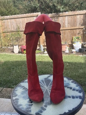 BOTAS HOLGADAS PIRATAS PUÑO PLEGABLE GAMUZA ROJA JAZZ DE COLECCIÓN 8.5. Hecho en Italia. Foto 1 de 4