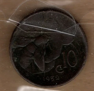 A306: Münze Coin Königreich Italien - Vittorio Emanuele III: 10 Cent Biene 1932 - Bild 1 von 1