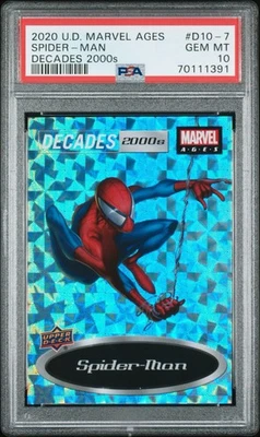 Upper Deck Marvel Ages 2020 #D10-7 Spider-Man décadas 2000 SP PSA 10 gemas como nuevo Foto 1 de 3