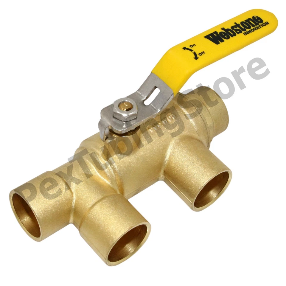 1-1/4" x 3/4" CxC Sweat Pro-Pal Primary/Secondary Purge Tee by Webstone, #58653 - Image 1 of 1