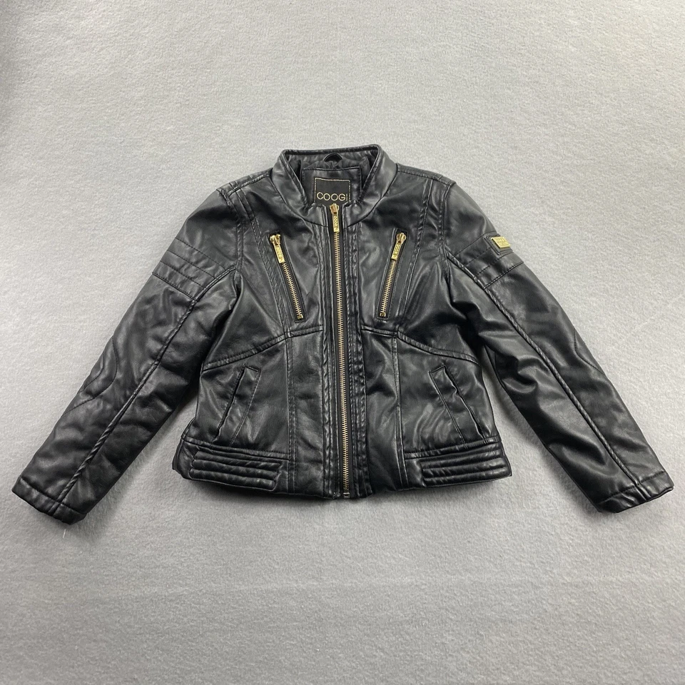 Abrigo Coogi Australia Niñas 5/6 Negro Imitación Cuero Cremallera Completa Bolsillos Jóvenes Foto 1 de 4