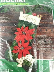 Bucilla Felt Jeweled CHRISTMAS STOCKING KIT Majestic Poinsettia 82318 Kit - Picture 1 of 8