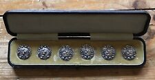 6 Antique Sterling Silver Cherub Cupid Buttons 1902 Levi & Salaman Birmingham