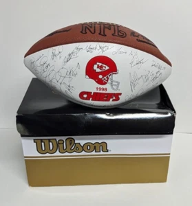 NFL 1998 Kansas City Chiefs Facsimile Team Signed Wilson Football W/Box - Picture 1 of 14