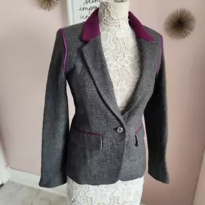 NWOT Juicy Couture gray houndstooth purple blazer jacket adorb M - Picture 1 of 13