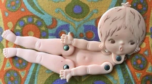Vintage SEBINO BREVETTATO Flat Plastic Doll Articulated Limbs Italy Retro 1970s - Picture 1 of 19