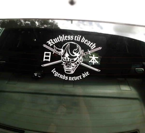 Ruthless Til Death Rear Window Decal Car Sticker Banner JDM Vinyl Graphic Kanji  - Picture 1 of 5