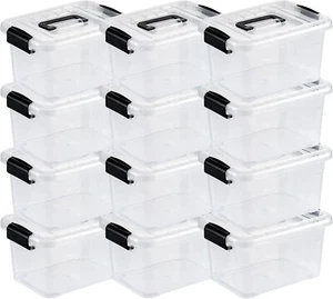Sterilite 6 Qt Clear Stackable Storage Bins w/ Latch Lids, 12 Pack Organizer - Picture 1 of 6