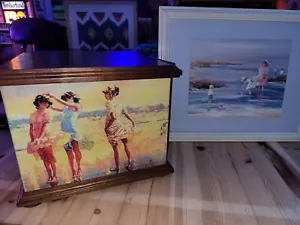 Beach/Nautical Wooden Box & Picture Gift Set- Kids At The Beach-timeless - Picture 1 of 11