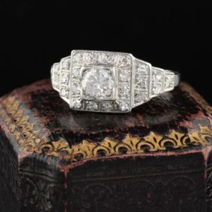 Classic Art Deco 1.30CT Simulated Sapphire Engagement Women Ring In 925 Silver - Picture 1 of 5