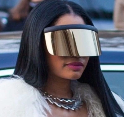 Futuristic Oversize XL Shield Visor Sunglasses Mirrored Clear Fit Over Mono Lens - Image 1 of 4