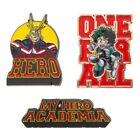 My Hero Academia   Logo Izuku Deku And All Might 3 Peice Pin Badge Set