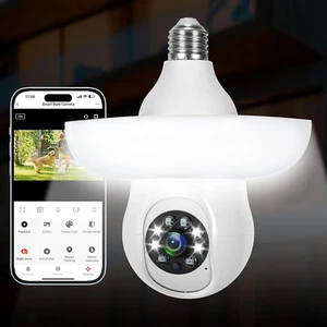 3MP Light Bulb Security Camera with Big Light Bulb,2.4Ghz-Security Cameras Wirel - Picture 1 of 12
