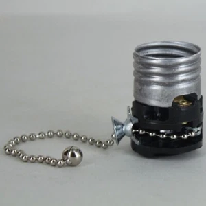 Pull Chain E26 Medium Base Lamp Socket Interior 5 Inch Nickel Chain 48320NJB - Picture 1 of 3
