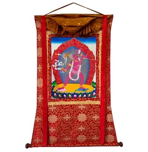Brocado de Seda Vajrayogini Thangka, Arte Sacro Hecho a Mano para Meditación y Buena Suerte - Imagen 1 de 7