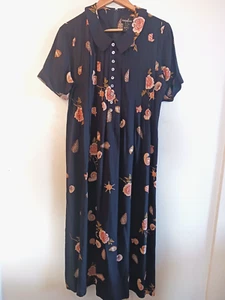 Women’s Vintage Seashell & Floral Print Dress Pleated Romantic 10 Medium 1990s - Picture 1 of 8