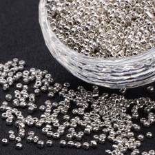 50g Silver Round Rocailles Electroplate Glass Loose Beads Craft 2x2mm Hole 0.5mm