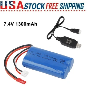 1300mAh 7.4V Li-ion Battery 15C JST Plug + USB Cable for RC Car Off Road Truck - Picture 1 of 9