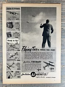 Jim Walker AJ Aircraft Firebaby Stunt Airplane Portland OR 1951 Vintage Print Ad - Picture 1 of 1