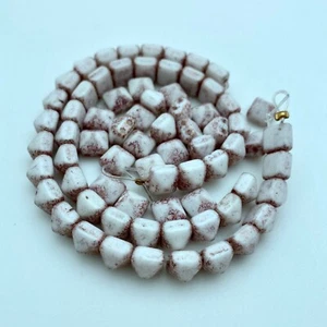 Purple/Gold/White Picasso 2-Holed Pyramid Czech Glass Beads (8mm) (SCG37) - Picture 1 of 9