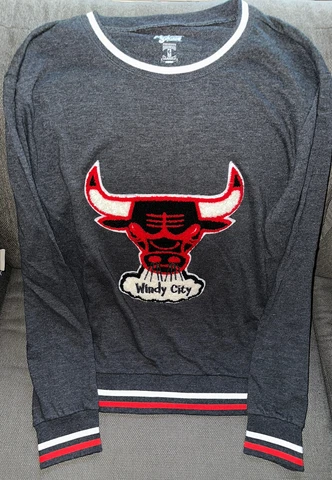 Chicago Bulls Windy City Mascot NBA Hardwood Classics Gray Sweater Large Cover