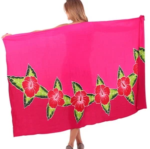 LA LEELA Women's Plus Size Bathing Suit Cover Up Beach Sarong 78"x43" Pink_U867 - Picture 1 of 3