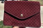 Authentic Celine Flap Snap Burgundy Maroon Leather Pouch Clutch With Dust Bag 