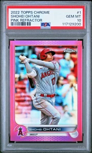 2022 Topps Chrome 1 Shohei Ohtani rifrattore rosa PSA 10 gemme ottime condizioni - Foto 1 di 2
