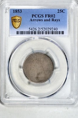 1853 25C Arrows & Rays Seated Liberty Quarter PCGS FR02 - Image 1 of 3