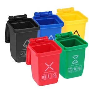 Mini bote de basura de 5 piezas para casa de muñecas bebé niños pequeño juguete reciclado miniatura para - Imagen 1 de 12