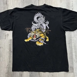 VTG Sideout T Shirt Black Japanese Dragon Tiger 00s Men's T Shirt XL - Picture 1 of 5